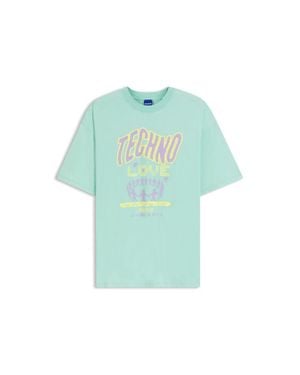 HUGO Cotton-Jersey T-Shirt With Printed Artwork - Blue