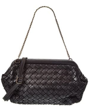 Isabella Rossetti Quincy Hand Woven Leather Clutch - Black