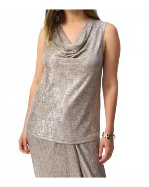 Joseph Ribkoff Chic Sleeveless V-Neck Pullover Top - Brown