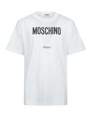Moschino Logo Printed Cotton T-Shirt - White