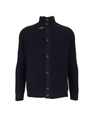 Fay Chunky Knit Toggle Cardigan - Blue