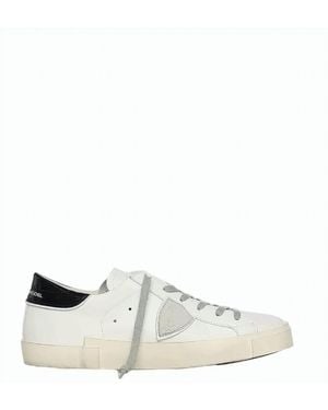 Philippe Model Prsx Calfskin Lace Up Sneakers - White