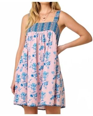 Mystree Boho Babydoll Mini Dress - Blue