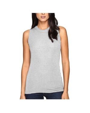 Three Dots Krystine-Sleeveless Rib Tank Top - Gray