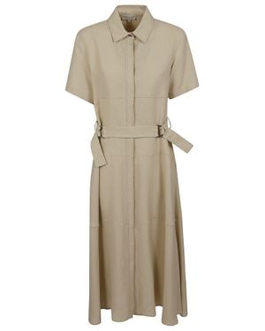 Antonelli Refined Midi Shirt Dress With Flared Skirt - Natural