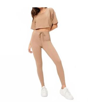 GOOD AMERICAN Cotton Tie Waist Leggings - Natural