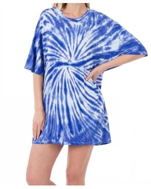 Zenana Oversized Tie Dye Shirts - Blue