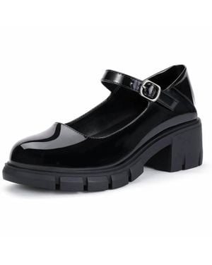 IDIFU Platform Mary Janes Dress Shoes - Black