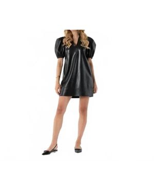 Emily Mccarthy Hampton Mini Vegan Leather Dress - Black