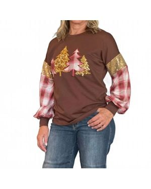 Southern Grace Over The River Christmas Top - Red