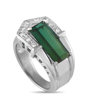 LB Exclusive Platinum 0.18Ct Diamond And Tourmaline Ring Mf39-061625 - Metallic