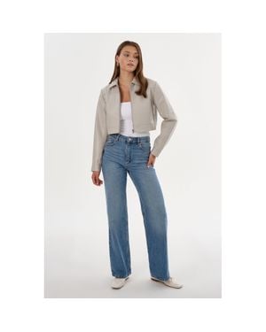 Lamarque Damiana Recycled Leather Cropped Jacket - Blue