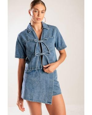 TRUEDAMES By Chance Denim Top - Blue