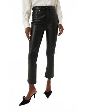 Veronica Beard Carly Vegan Leather Kick Flare Jeans - Black