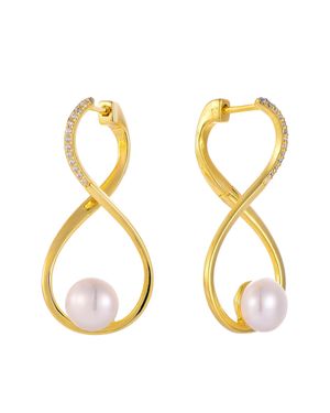 Akalia Waterproof Infinity Earrings With Pearl Hoop Earrings - Metallic