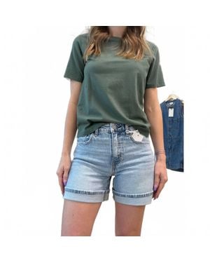 VERVET BY FLYING MONKEY High Rise Cuffed Shorts - Blue