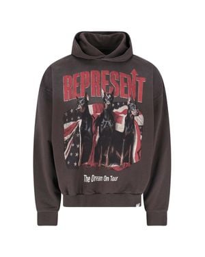 Represent Graphic Print Cotton Logo Hoodie - Brown