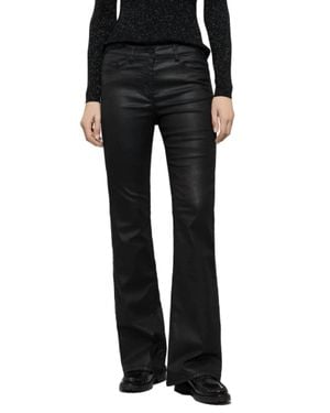 Luisa Cerano Leather Look Flared Pants - Black