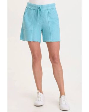 XCVI Raw Edge Drawstring Shorts - Blue