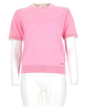 Versace Embroidered-Logo Wool Sweater - Pink