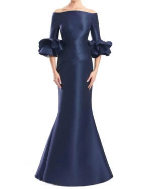 Alexander by Daymor Straight Across Evening Maxi Dress - Blue