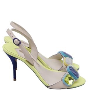 Sophia Webster Jewel-Embellished Slingback Sandal Heels - Metallic