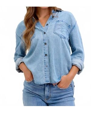Judy Blue Denim Western Styling Shirt - Blue