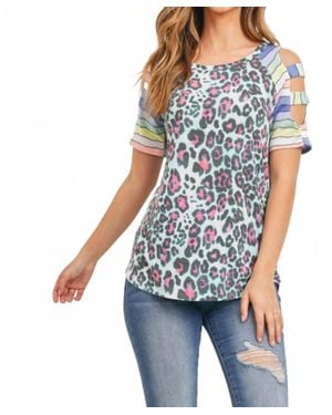 Collective Rack Leopard Stripe Cold Shoulder - Blue