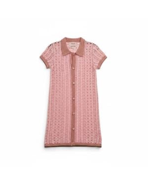 forte_forte Cablé Lux Handmade Crochet Mini Dress - Pink