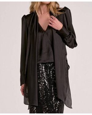 Elan Silky Scarf Top - Black