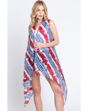 TRUEDAMES Diagonal Stripes & Stars American Flag Design Vest - Red