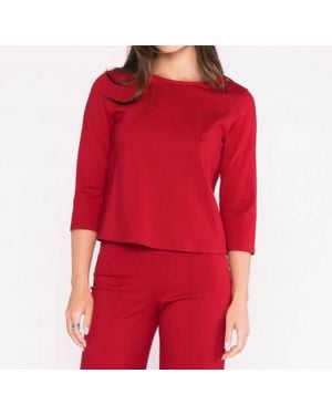Ripley Rader Ponte Knit Three-Quarter Sleeve Top - Red