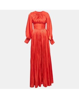 Baruni Tafetta Draped Long Sleeve Gown - Red