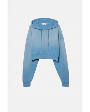 Elwood Babydoll Crop Zip Hoodie - Blue