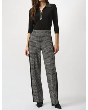 Joseph Ribkoff Plaid Mid Rise Wide Leg Pants - Black