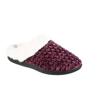 Isotoner Recycled Popcorn Chenille Erin Hoodback Slipper - Red