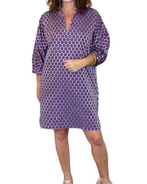 Caryn Lawn Betsy Collar Polkadot Dress - Purple