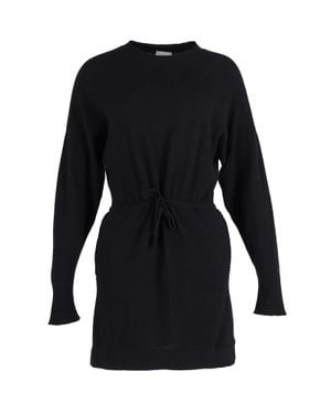 LeKasha Ribbed Drawstring Waist Tunic - Black