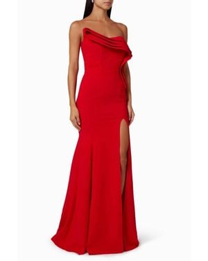 Nicole Bakti Strapless Elegant Evening Dress - Red