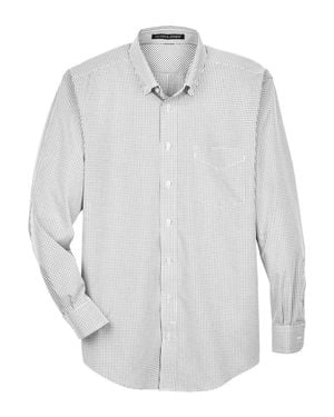 Devon & Jones Crown Collection Gingham Check Woven Dress Shirt - White