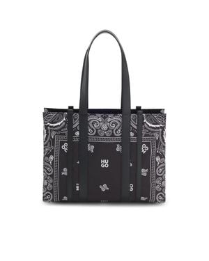 HUGO Tote Bag With Printed Pattern - Black
