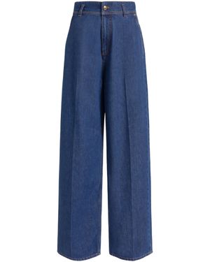 Alberta Ferretti Wide-Leg Denim Pants With High Waist - Blue