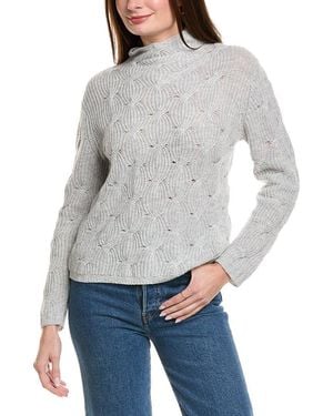 Hannah Rose Shaker Cable Funnel Neck Wool & Cashmere-Blend Sweater - Gray