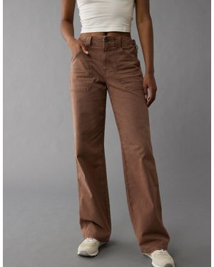 American Eagle Outfitters Ae Stretch High-Waisted Stovepipe Utility Pant - Brown