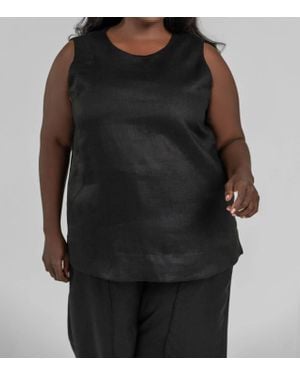 Adriana Contreras Ava Linen Tank Top - Black