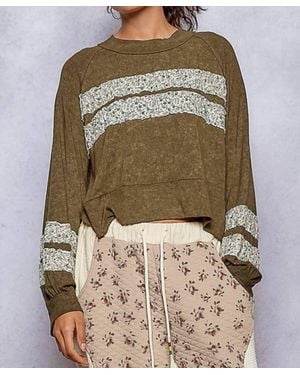 Pol Vintage Patched Long Sleeve Top - Brown