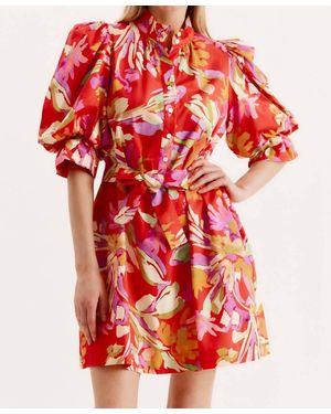 tyler boe Lydia Floral Dress - Red