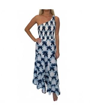 Phie Collective Brushed Cotton One Shoulder Dress - Blue