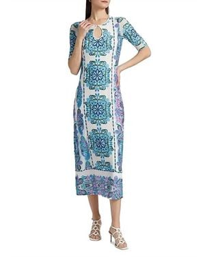 Johnny Was Haddey Mesh Midi Dress - Blue