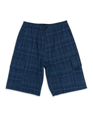 Marni Drawstring Plaid Cargo Shorts - Blue